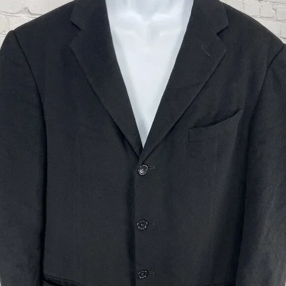 Armani Black Cashmere Soft 3 Button Vented Notch Blazer Italy Made Size 41
